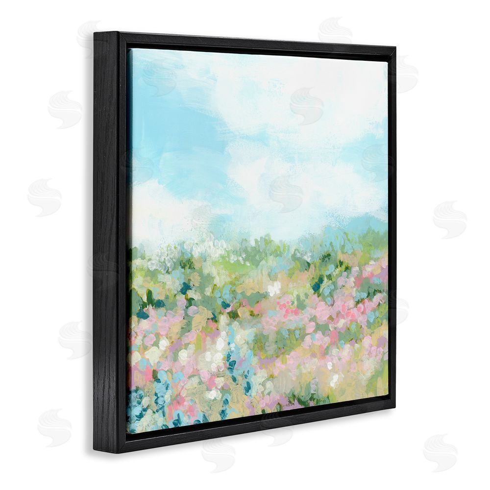 June Erica Vess Pink Speckled Meadow Black Floating Frame Canvas Wall Art Print