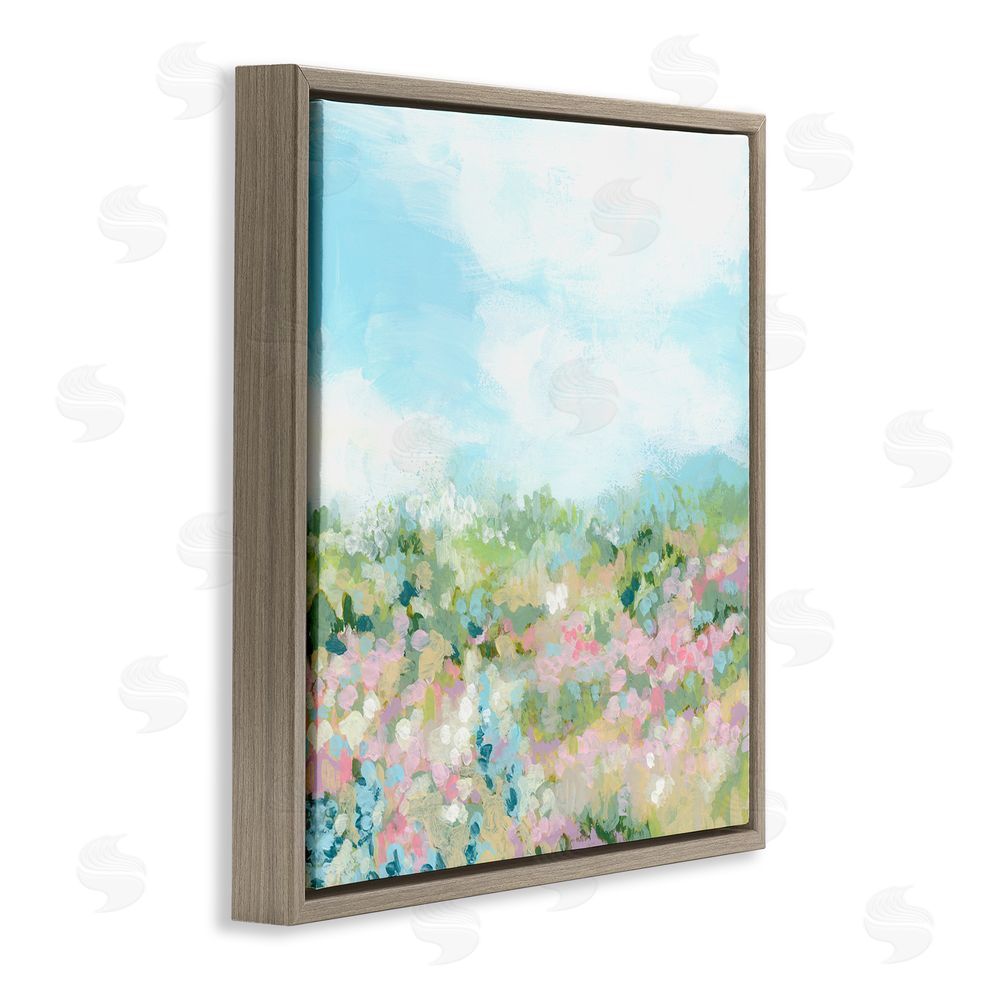 June Erica Vess Pink Speckled Meadow Brown Floating Frame Canvas Wall Art Print
