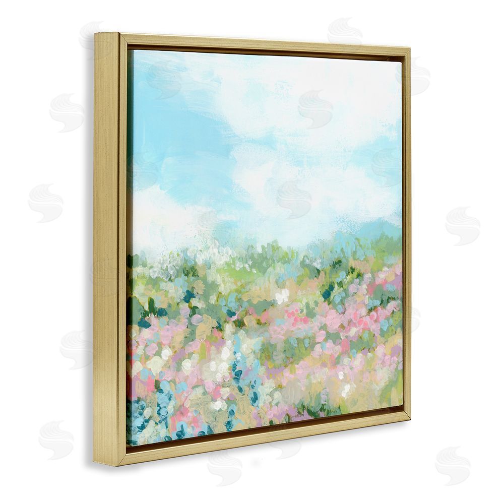 June Erica Vess Pink Speckled Meadow Gold Floating Frame Canvas Wall Art Print