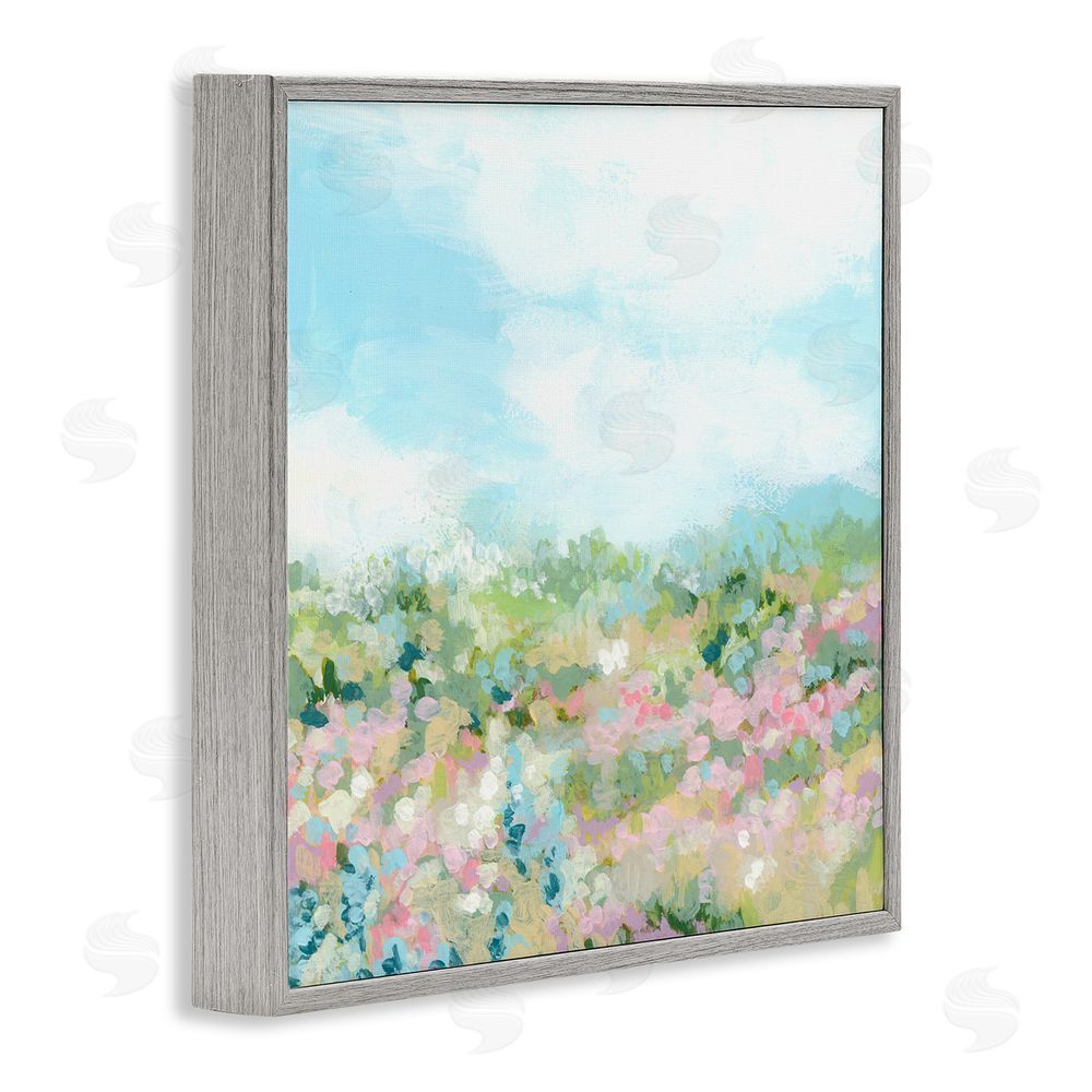 June Erica Vess Pink Speckled Meadow Gray Framed Glicee Wall Art Print