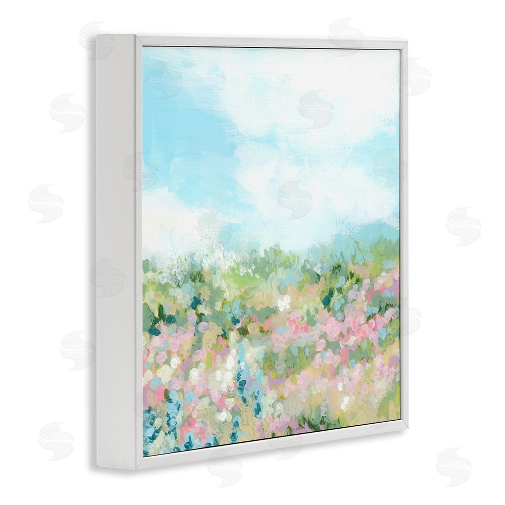 June Erica Vess Pink Speckled Meadow White Framed Glicee Wall Art Print