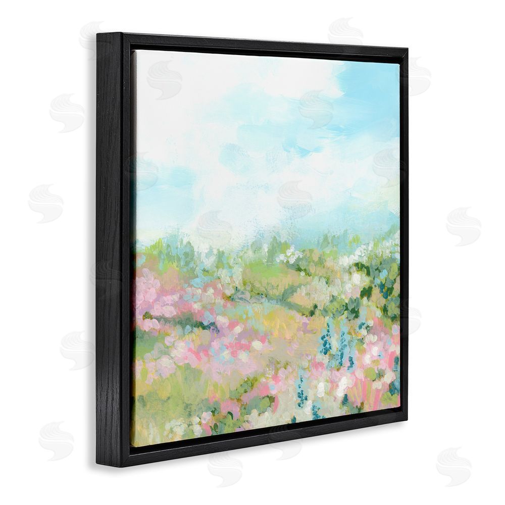 June Erica Vess Pastel Cloudy Meadow Black Floating Frame Canvas Wall Art Print