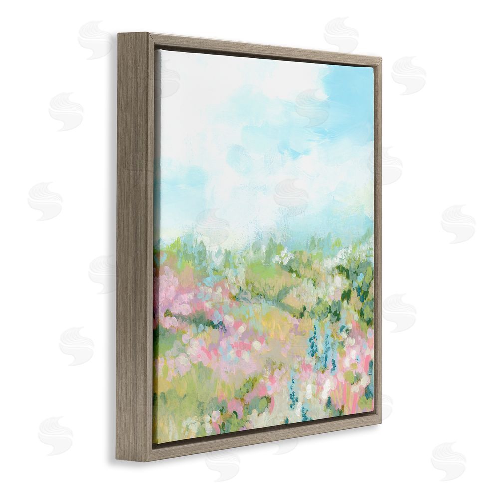 June Erica Vess Pastel Cloudy Meadow Brown Floating Frame Canvas Wall Art Print