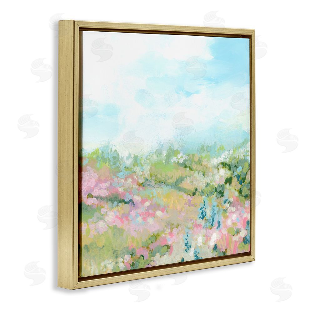 June Erica Vess Pastel Cloudy Meadow Gold Floating Frame Canvas Wall Art Print