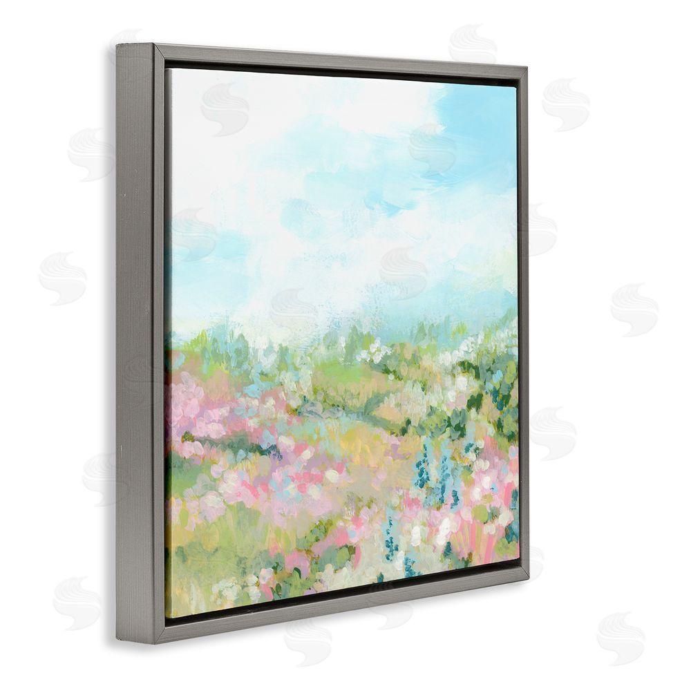 June Erica Vess Pastel Cloudy Meadow Gray Floating Frame Canvas Wall Art Print
