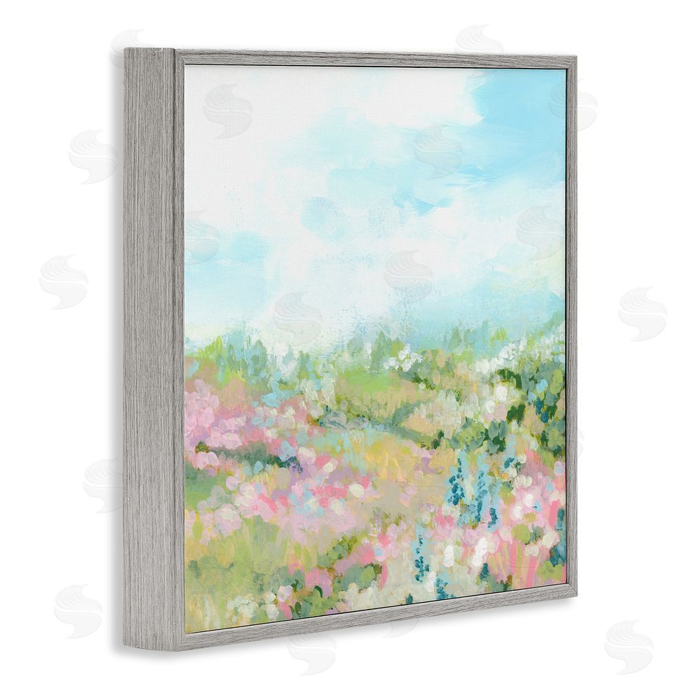 June Erica Vess Pastel Cloudy Meadow Gray Framed Glicee Wall Art Print