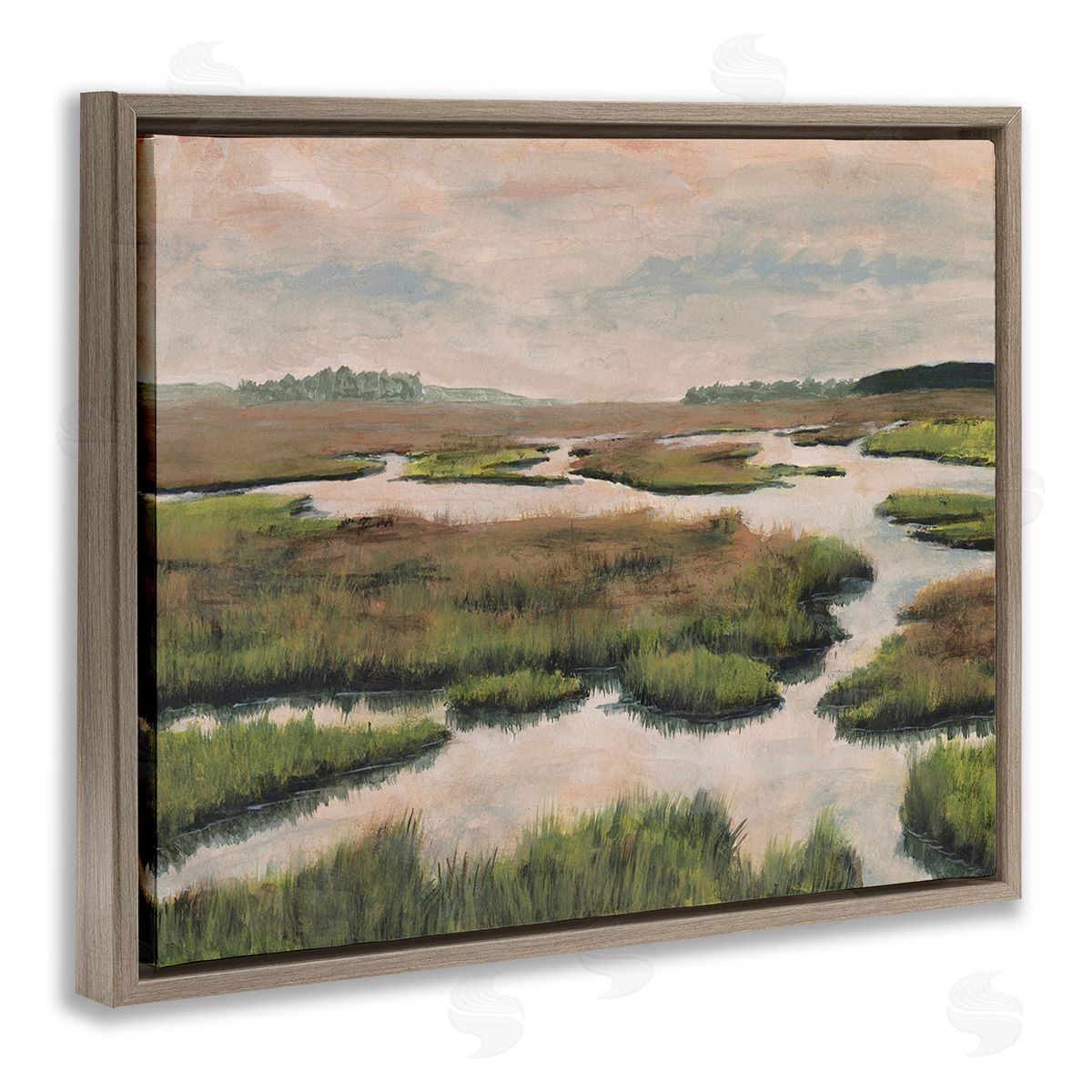 Michael Willett Asymmetrical Stream Nature Brown Floating Frame Canvas Wall Art Print