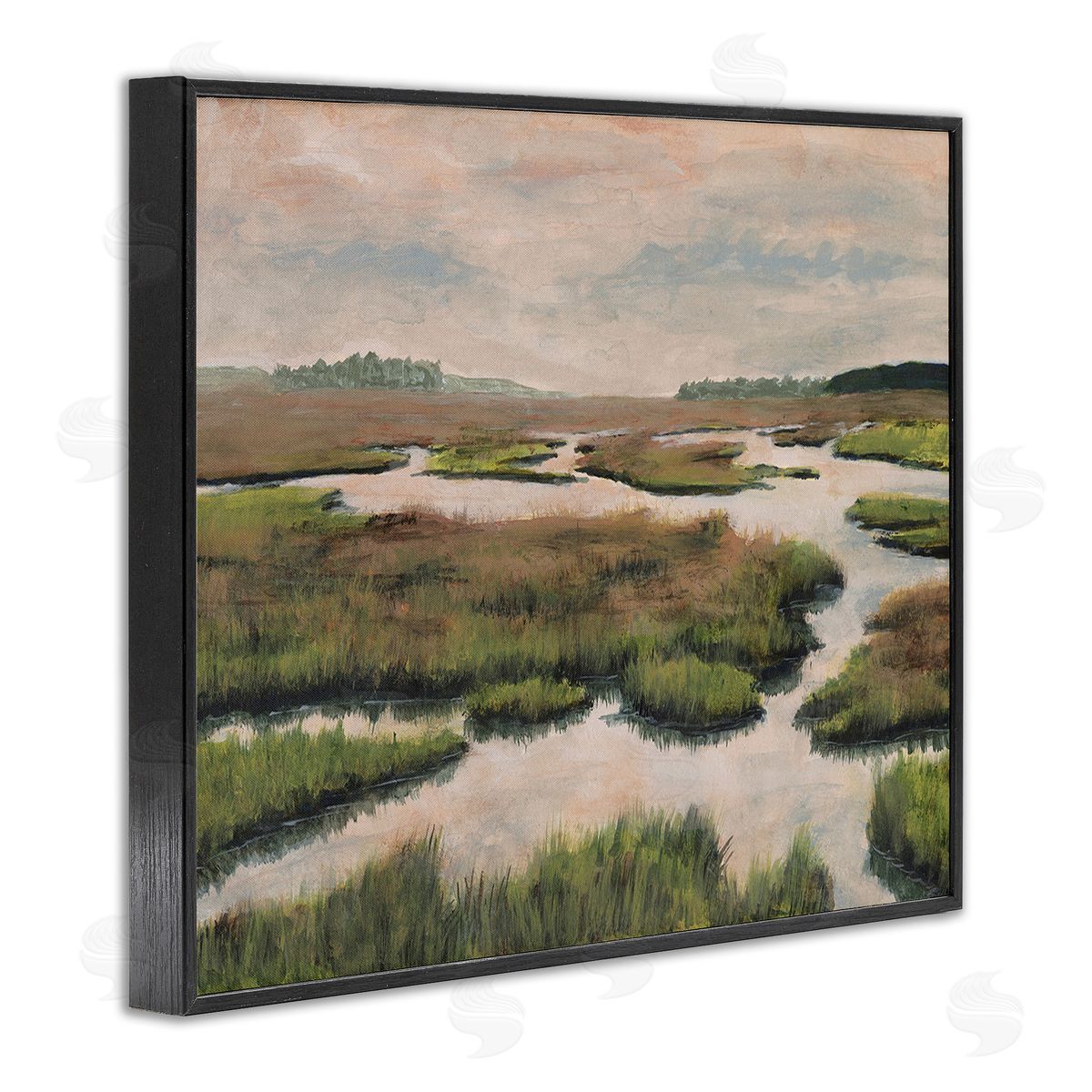 Michael Willett Asymmetrical Stream Nature Black Framed Giclee Wall Art Print