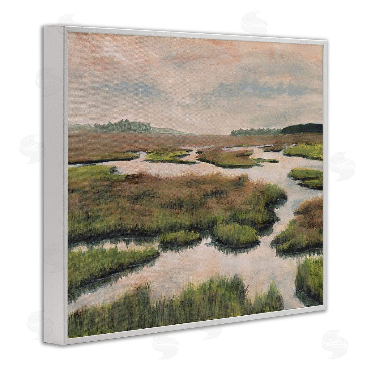 Michael Willett Asymmetrical Stream Nature White Framed Giclee Wall Art Print
