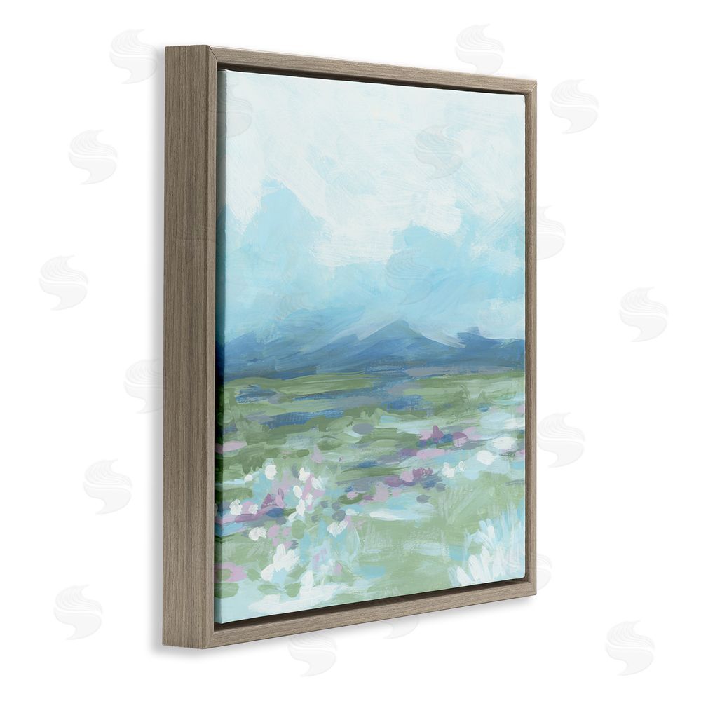 June Erica Vess Foggy Mountain Valley Brown Floating Frame Canvas Wall Art Print
