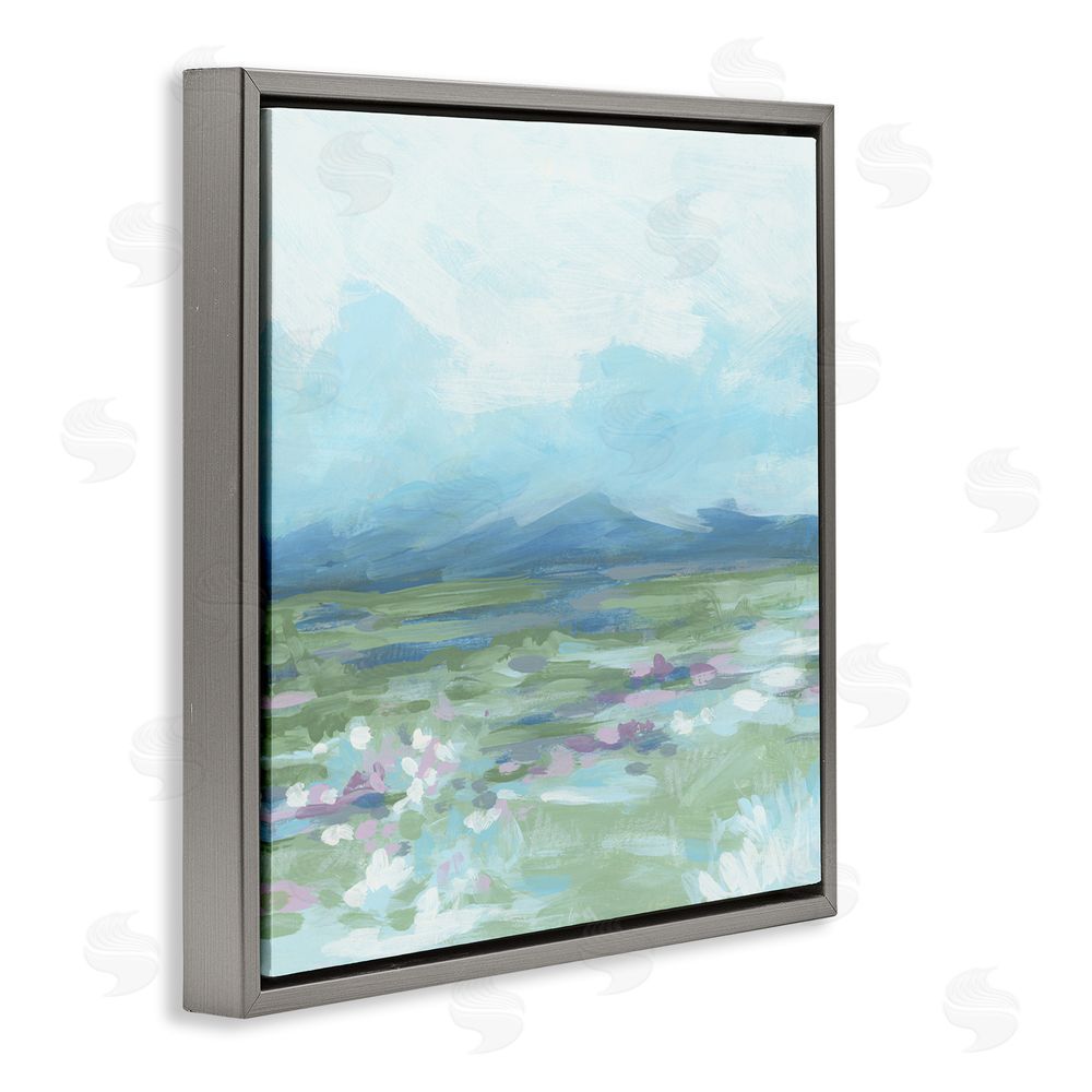 June Erica Vess Foggy Mountain Valley Gray Floating Frame Canvas Wall Art Print