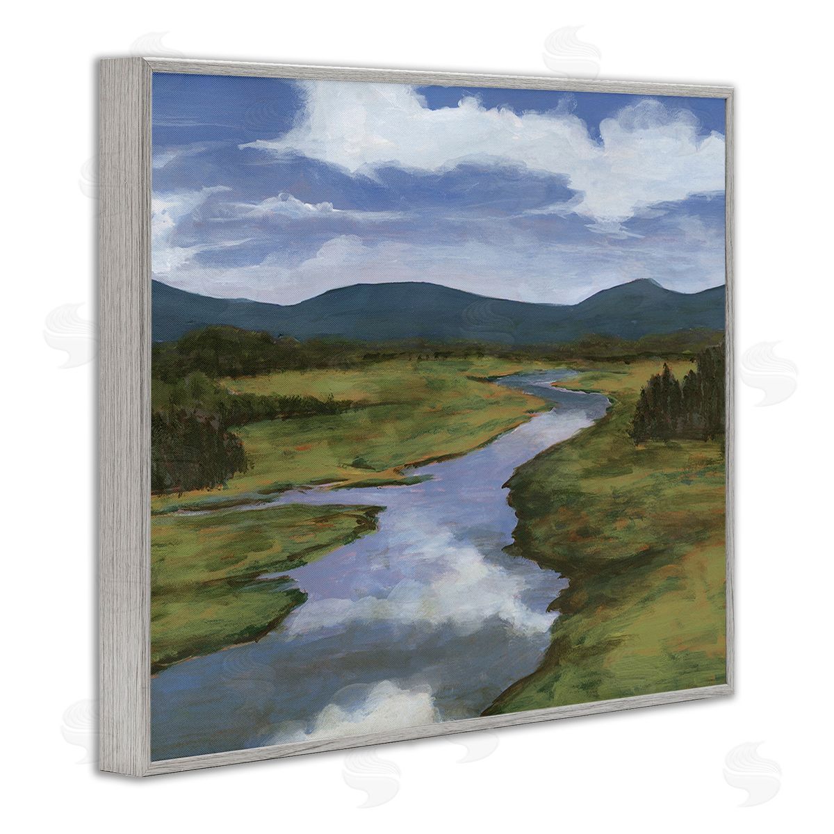 Michael Willett River with Cloud Reflection Gray Framed Giclee Wall Art Print