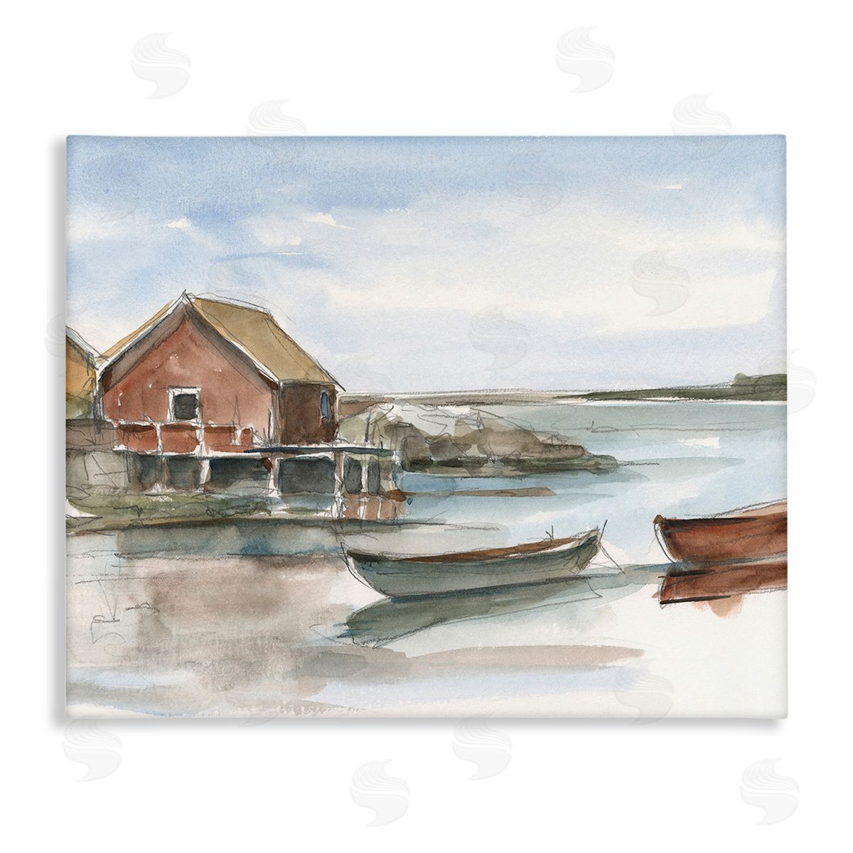 Ethan Harper Rowboats on Shore Canvas Wall Art Print