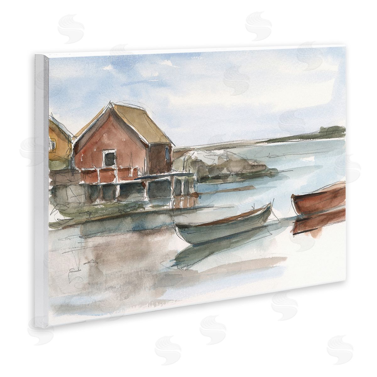 Ethan Harper Rowboats on Shore Wooden Wall Plaque Art Print