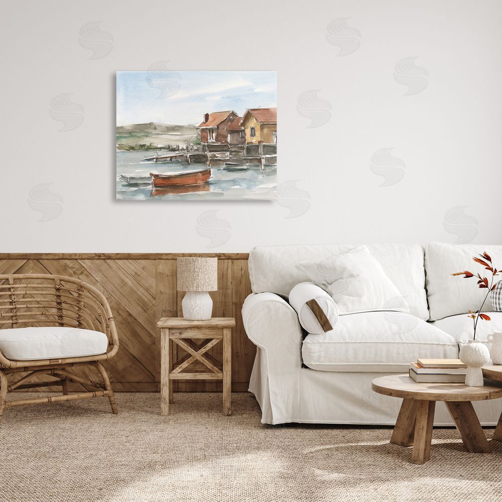 Ethan Harper Lake House Boats Canvas Wall Art Print in Room