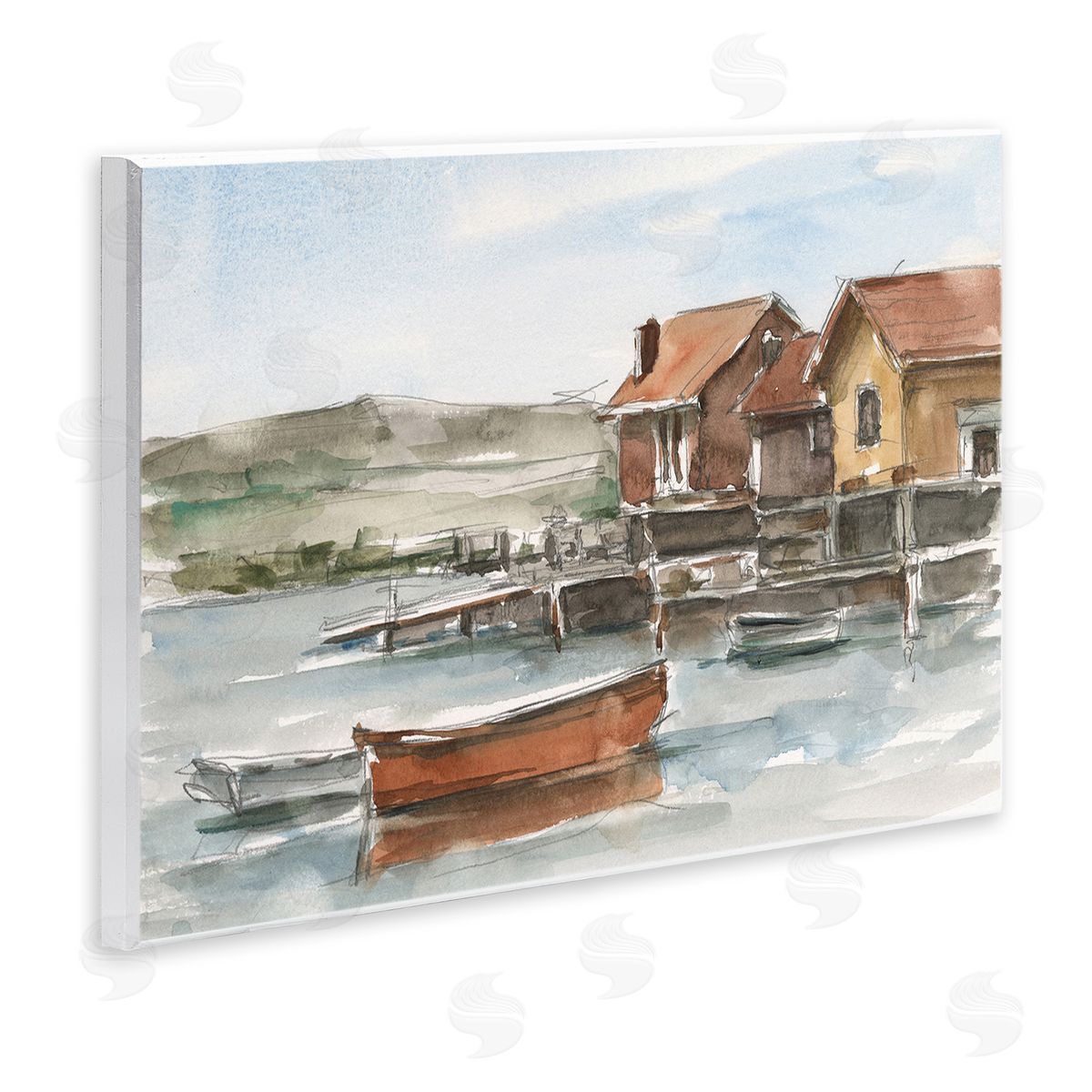 Ethan Harper Lake House Boats Wooden Wall Plaque Art Print