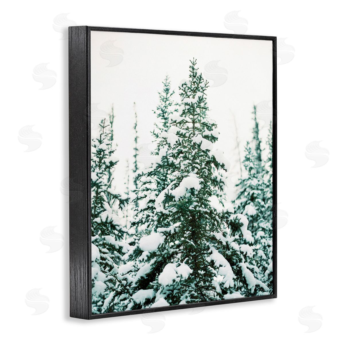 Justine Milton Woodland Fir with Snow Black Framed Giclee Wall Art Print