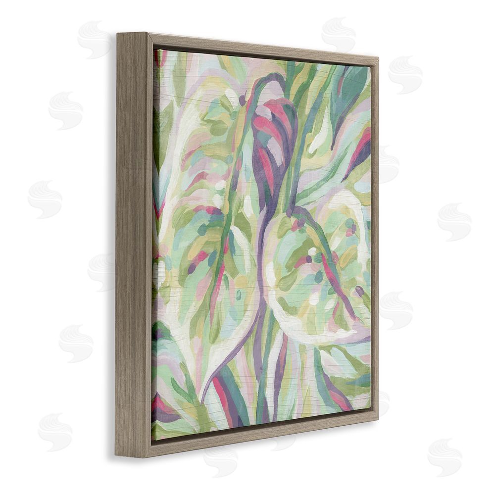 June Erica Vess Abstract Pastel Leaves Brown Floating Frame Canvas Wall Art Print