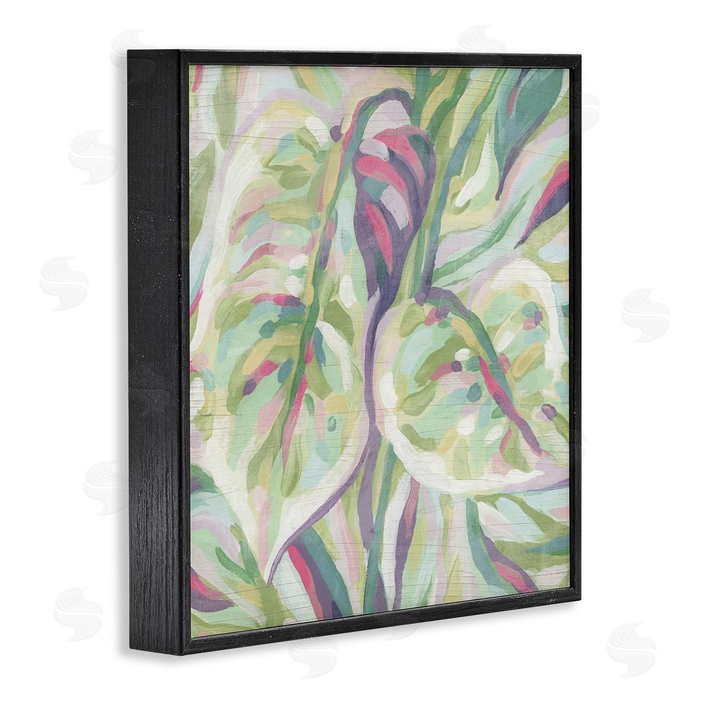 June Erica Vess Abstract Pastel Leaves Black Framed Giclee Wall Art Print