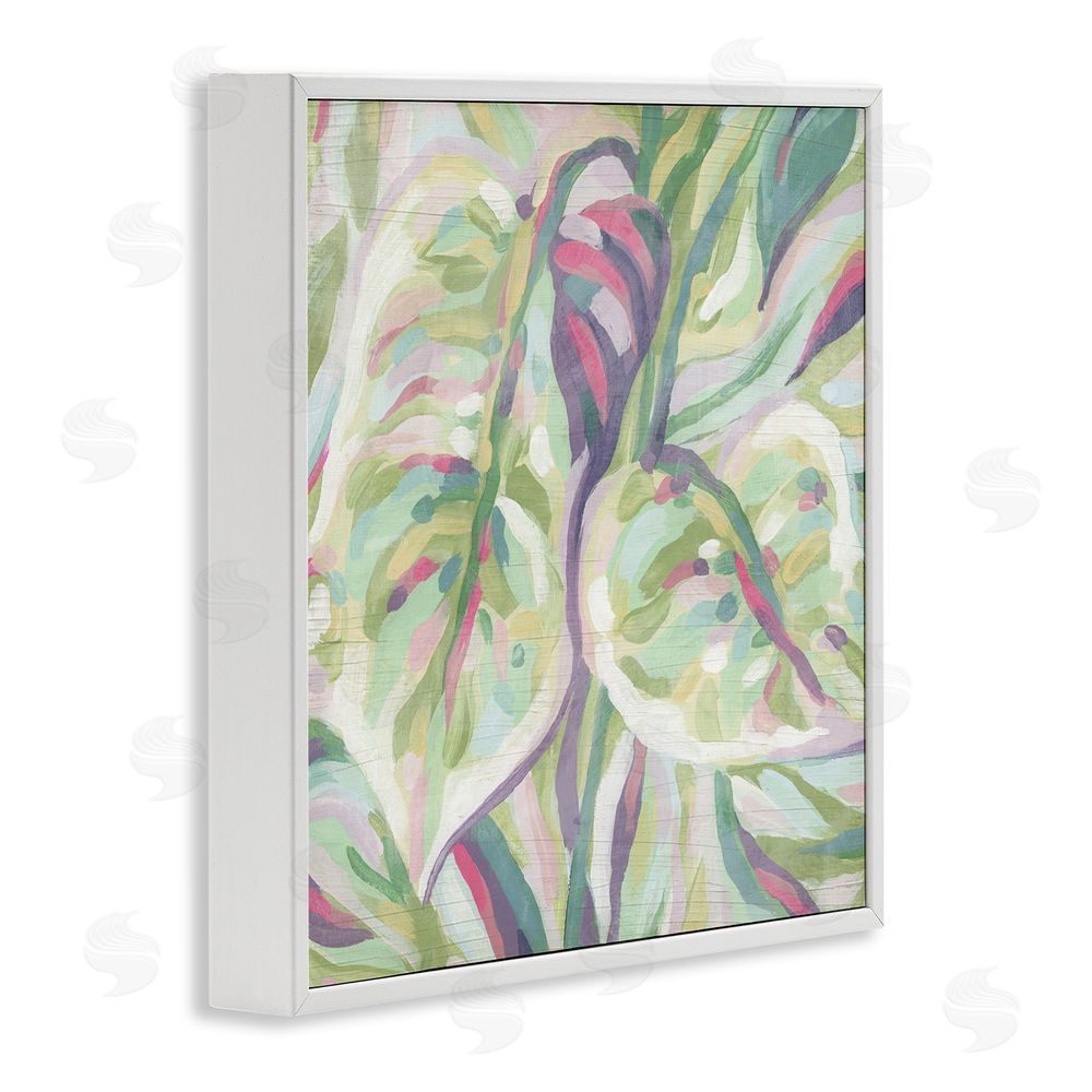 June Erica Vess Abstract Pastel Leaves White Framed Giclee Wall Art Print