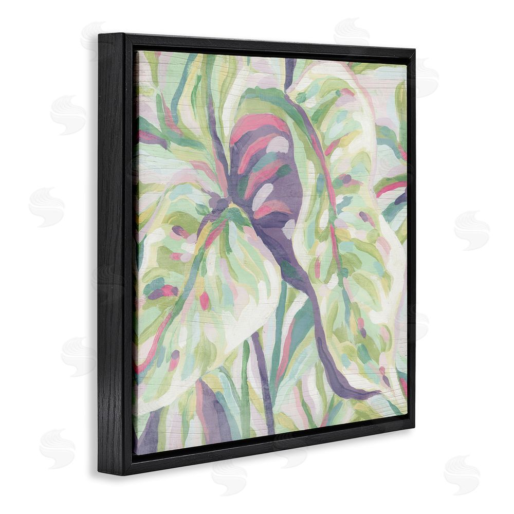 June Erica Vess Pastel Drooping Leaves Black Floating Frame Canvas Wall Art Print