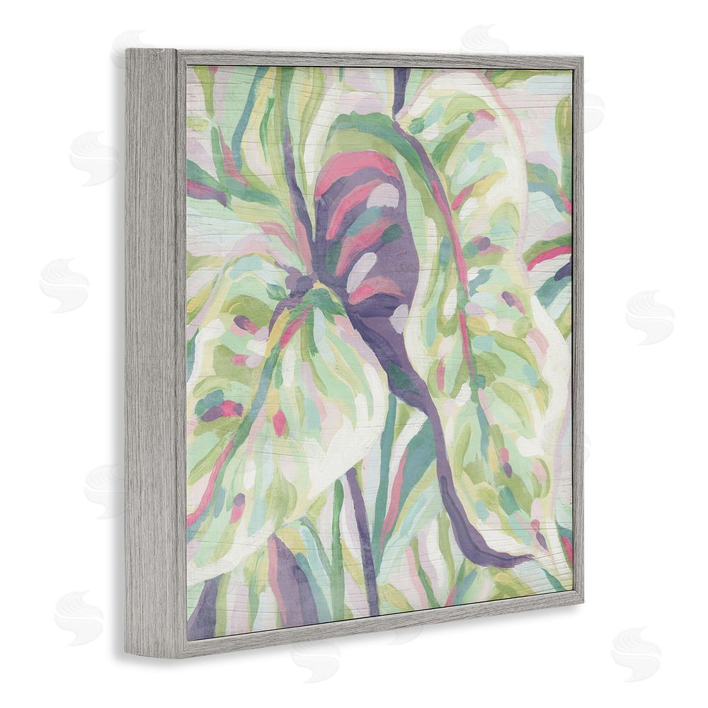 June Erica Vess Pastel Drooping Leaves Gray Framed Giclee Wall Art Print