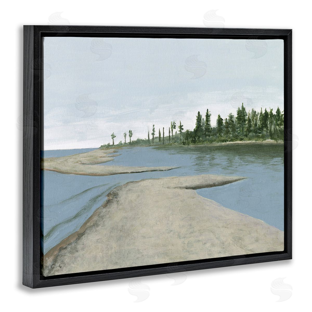 Michael Willett Lake Waterfront Scenery Black Floating Frame Canvas Wall Art Print