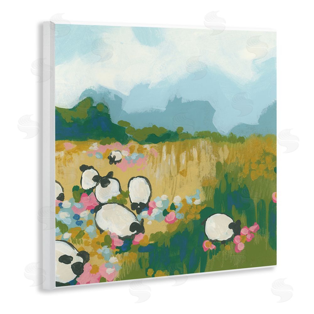 June Erica Vess Abstract Sheep Grazing Wooden Wall Plaque Art Print