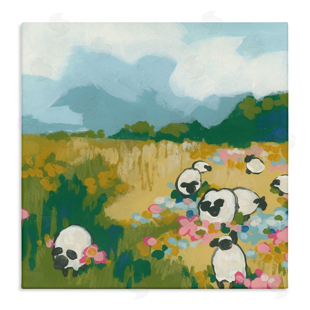 June Erica Vess Abstract Sheep & Flowers Canvas Wall Art Print