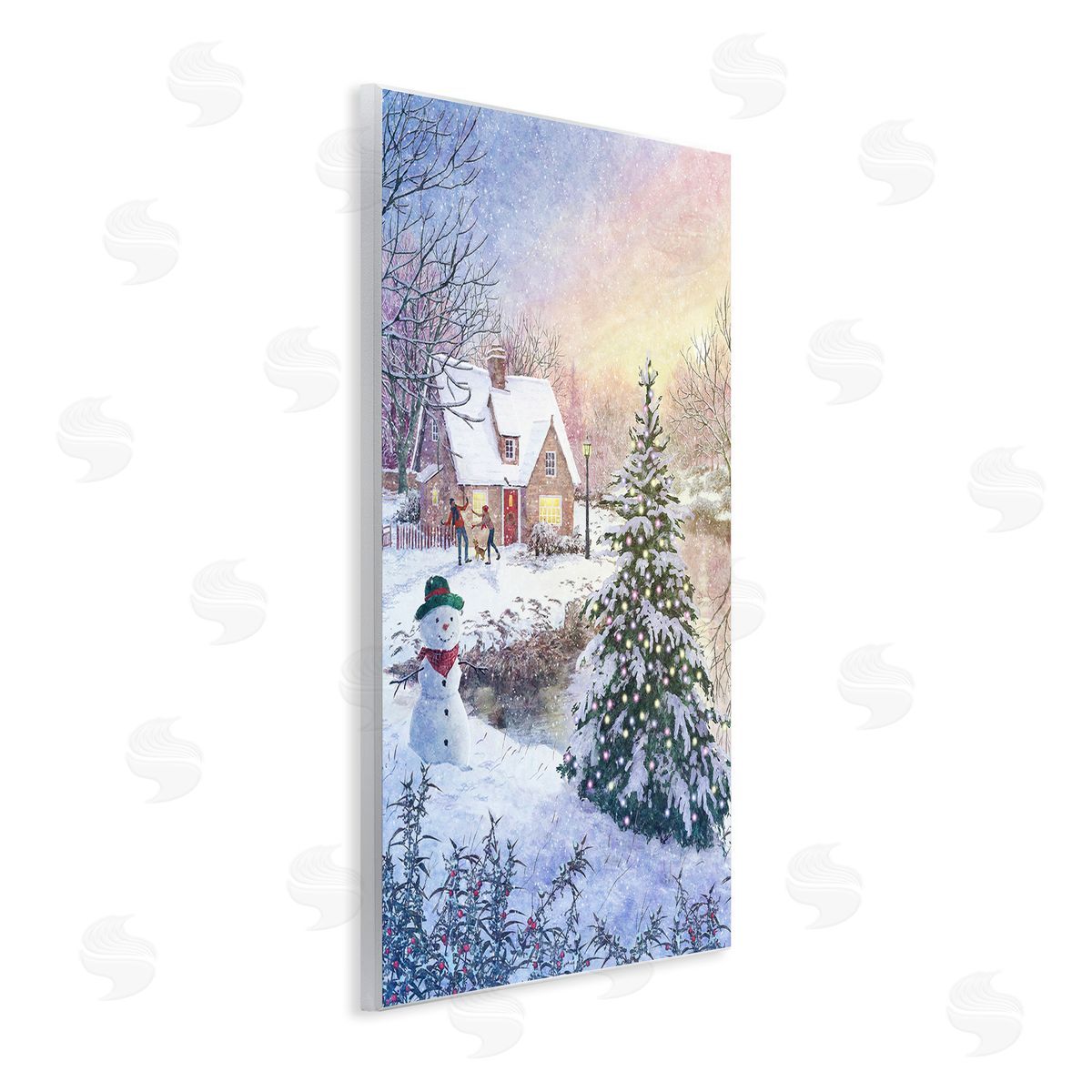 Pip Wilson Kids Playing in Snow Wooden Wall Plaque Art Print