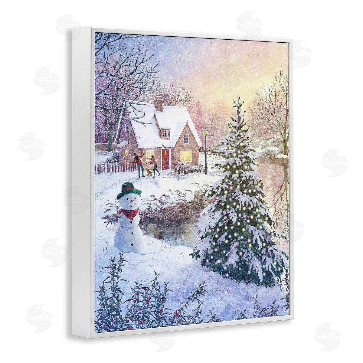 Pip Wilson Kids Playing in Snow White Framed Giclee Wall Art Print