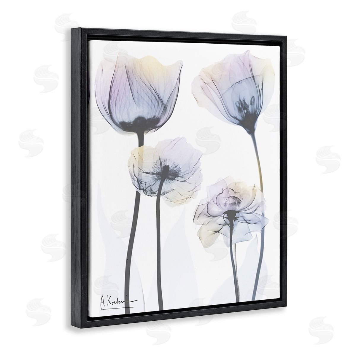 Albert Koetsier Subtle Flower Shapes Black Floating Frame Canvas Wall Art Print