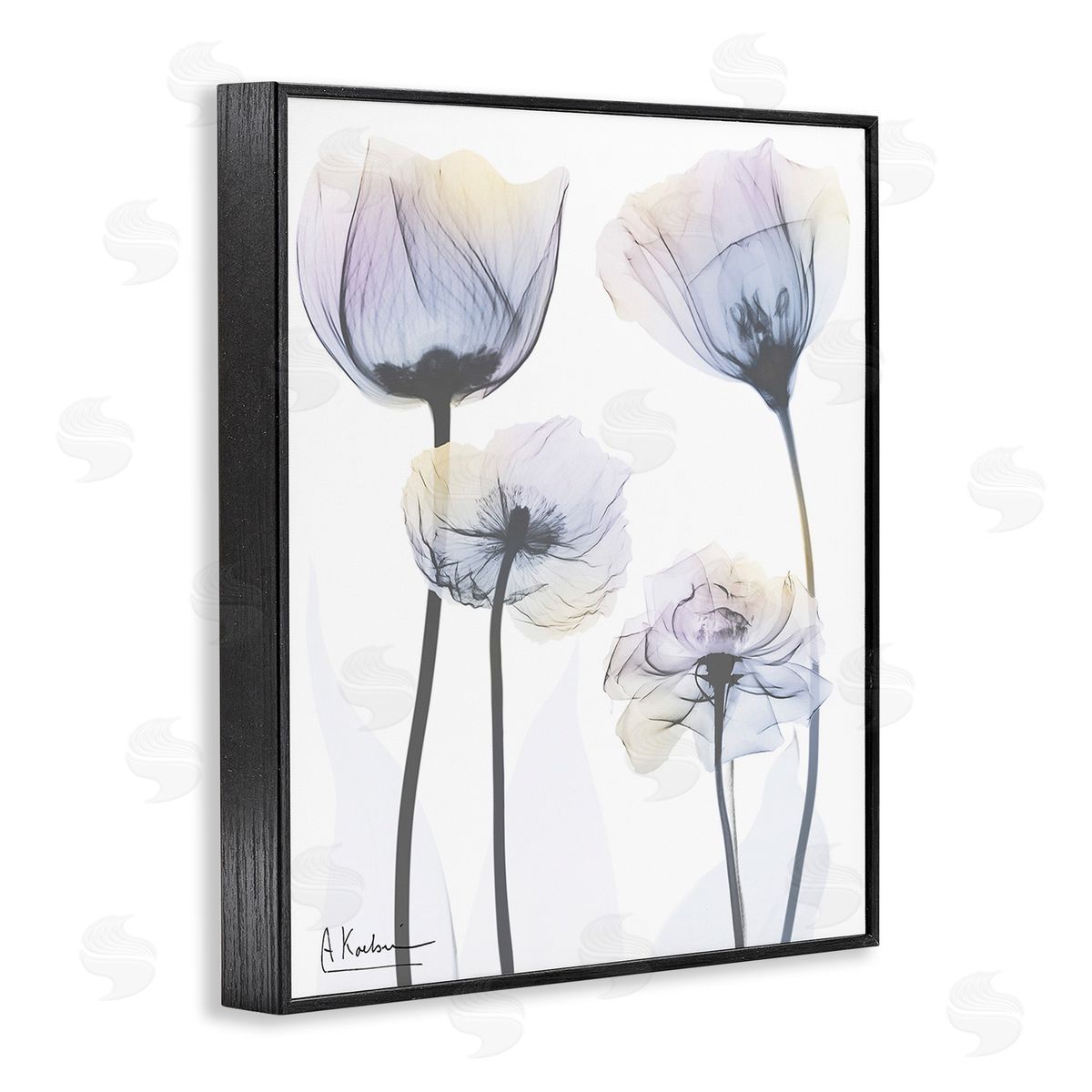 Albert Koetsier Subtle Flower Shapes Black Framed Giclee Wall Art Print