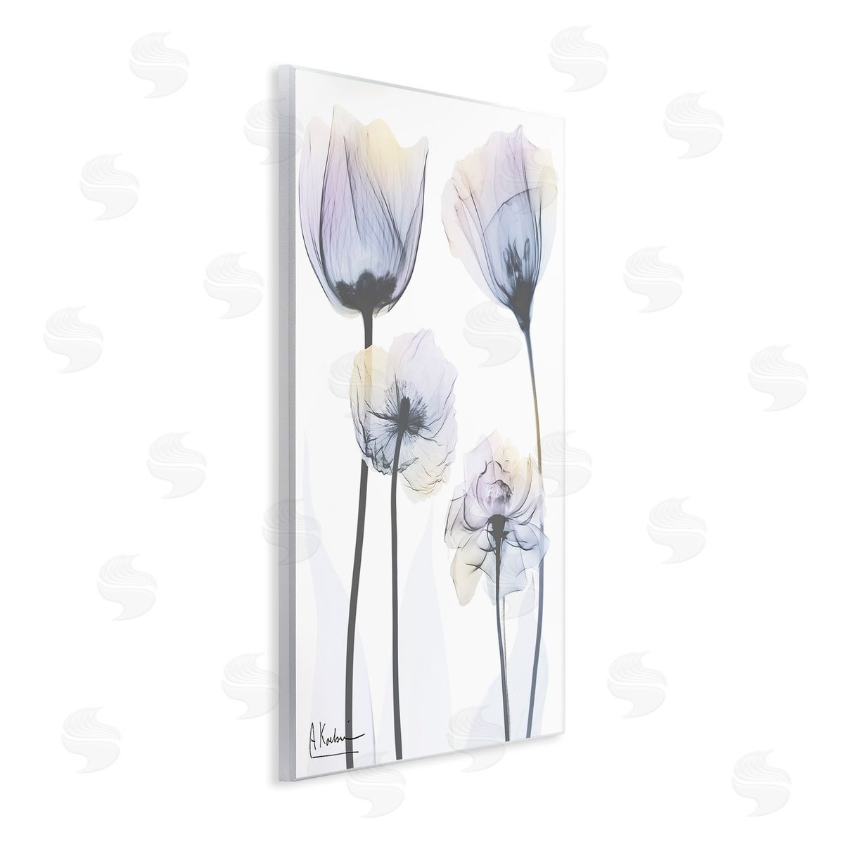 Albert Koetsier Subtle Flower Shapes Wooden Wall Plaque Art Print