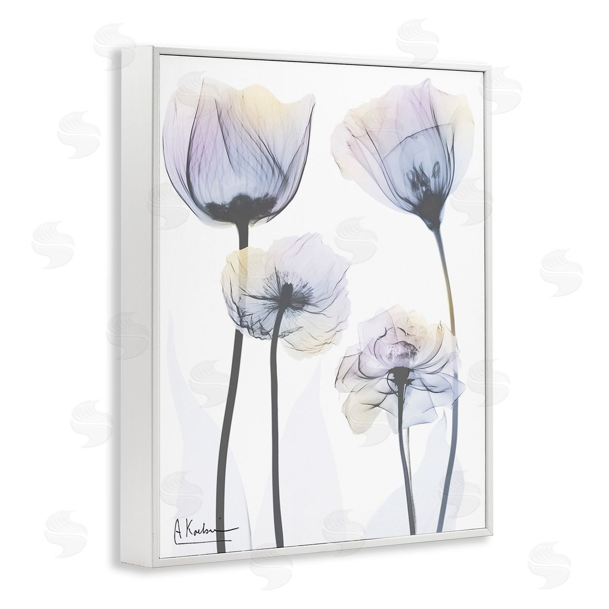 Albert Koetsier Subtle Flower Shapes White Framed Giclee Wall Art Print