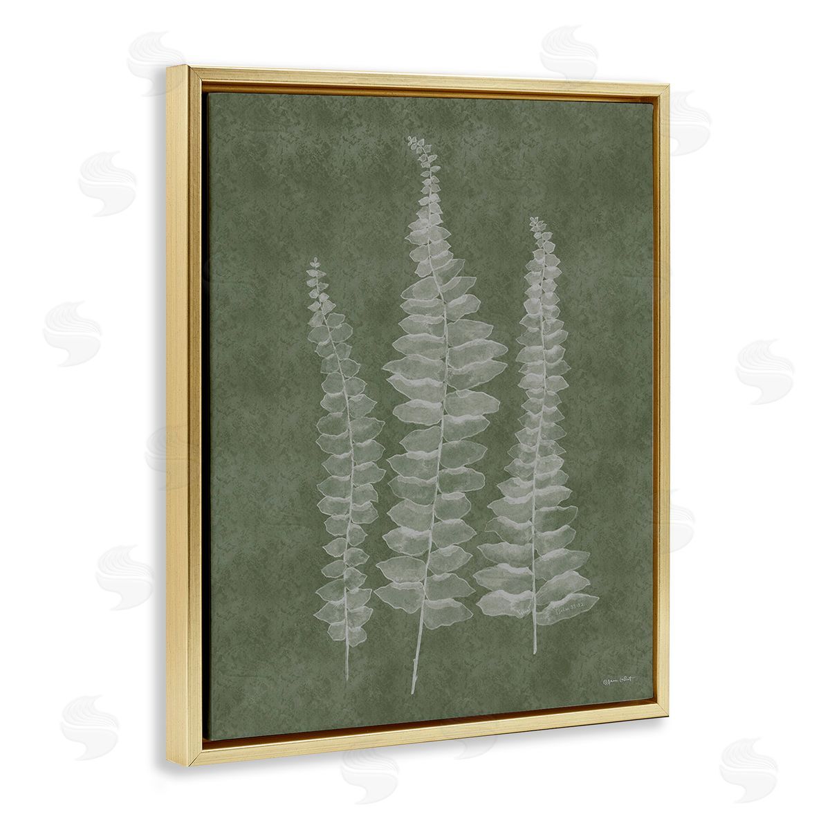 Annie LaPoint Green Rustic Botanicals Gold Floating Frame Canvas Wall Art Print