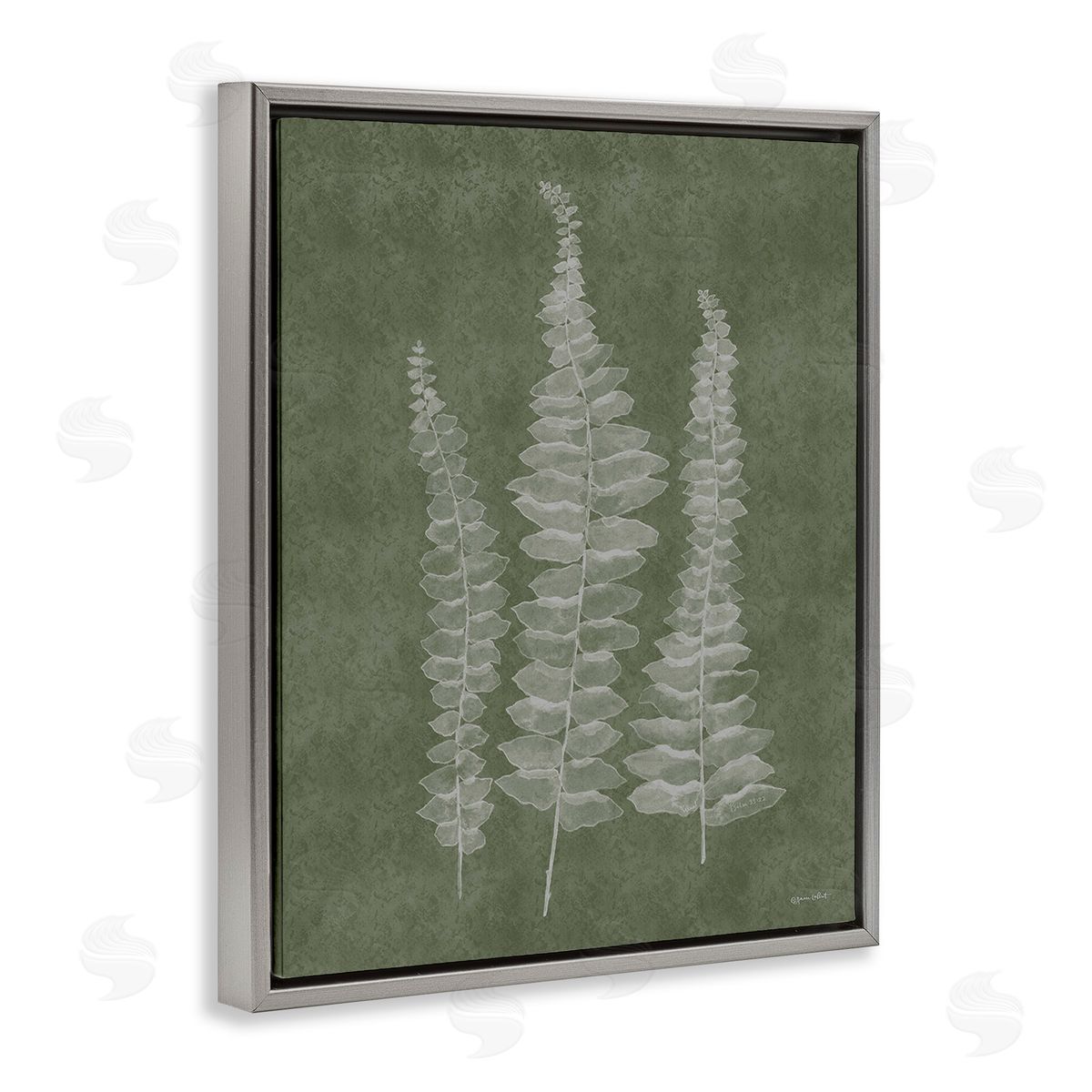 Annie LaPoint Green Rustic Botanicals Gray Floating Frame Canvas Wall Art Print