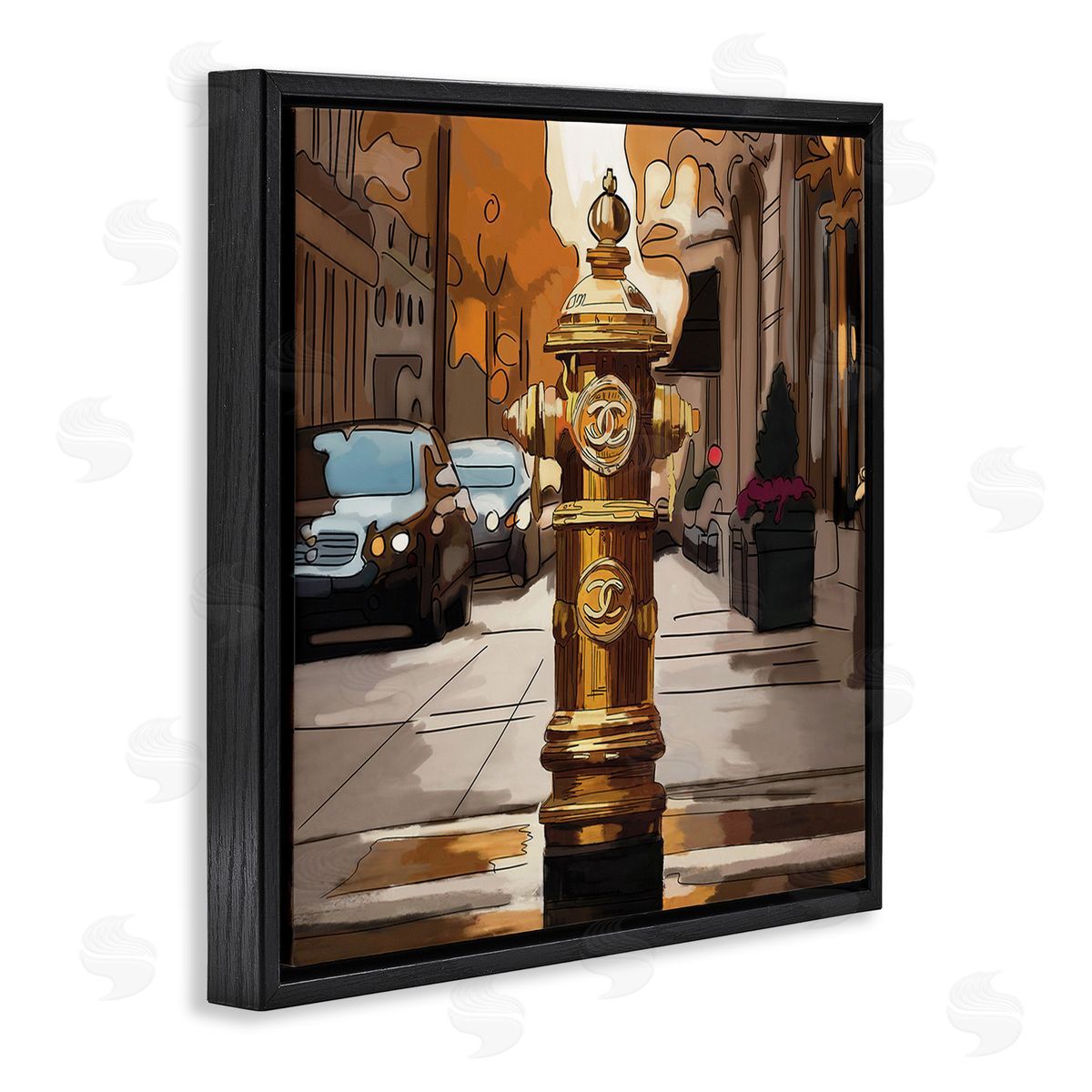 Amelia Noyes Glam City Hydrant Black Floating Frame Canvas Wall Art Print