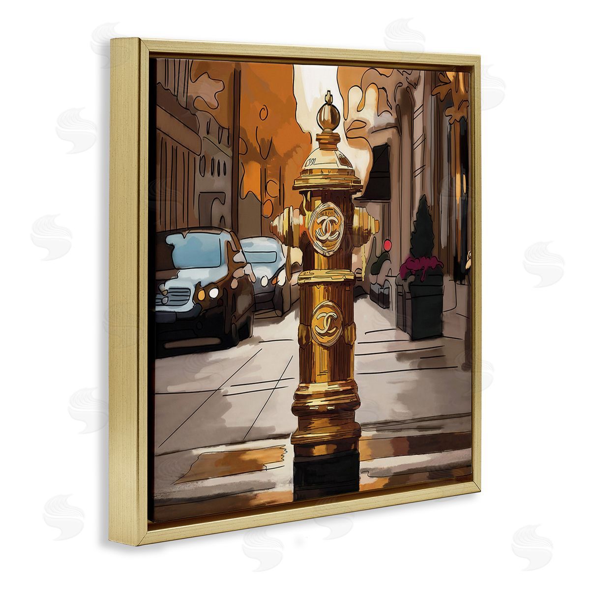 Amelia Noyes Glam City Hydrant Gold Floating Frame Canvas Wall Art Print