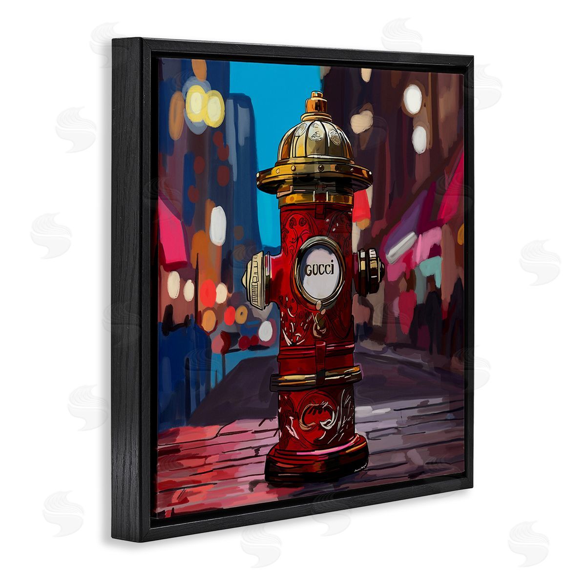Amelia Noyes Vivid Glam Hydrant Black Floating Frame Canvas Wall Art Print