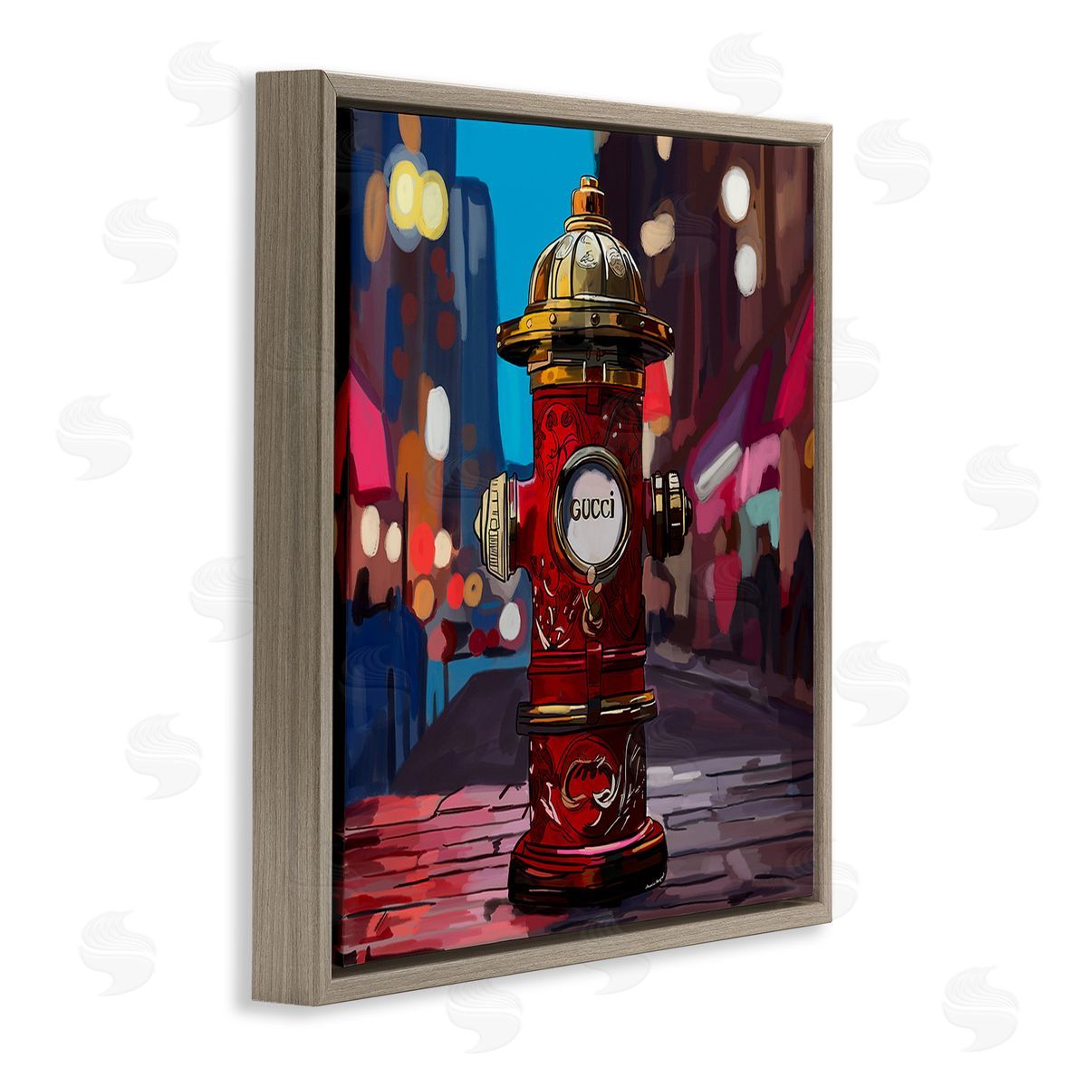 Amelia Noyes Vivid Glam Hydrant Brown Floating Frame Canvas Wall Art Print