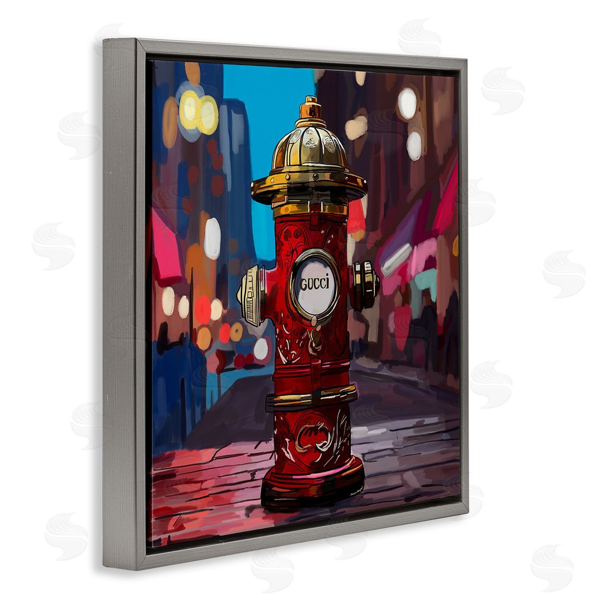 Amelia Noyes Vivid Glam Hydrant Gray Floating Frame Canvas Wall Art Print