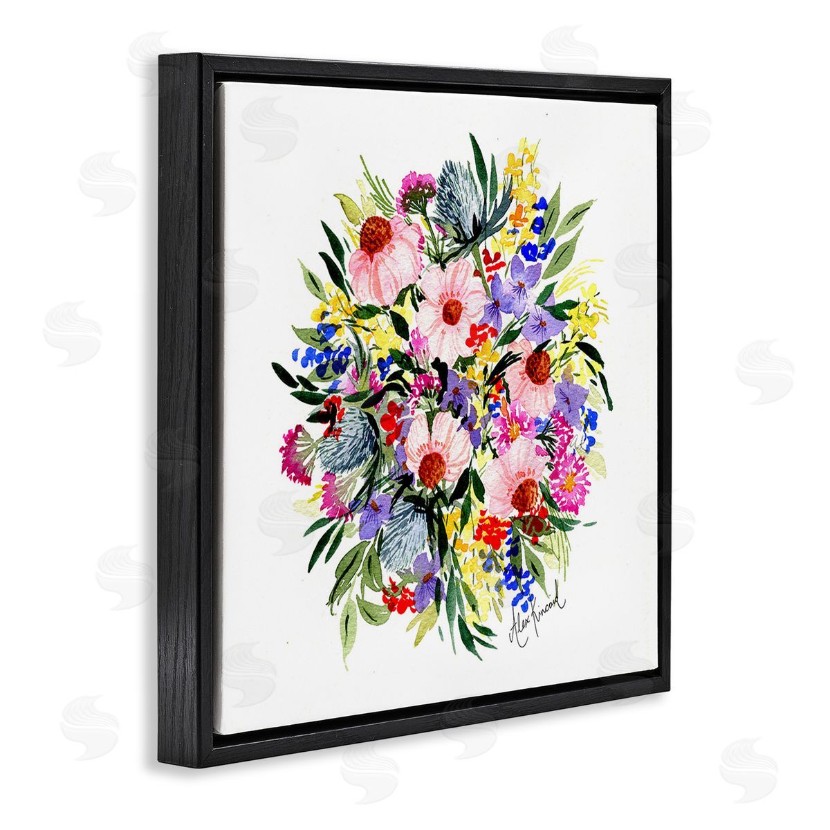 Alexandria Gilbert Kincaid Vivid Blooming Bouquet Black Floating Frame Canvas Wall Art Print