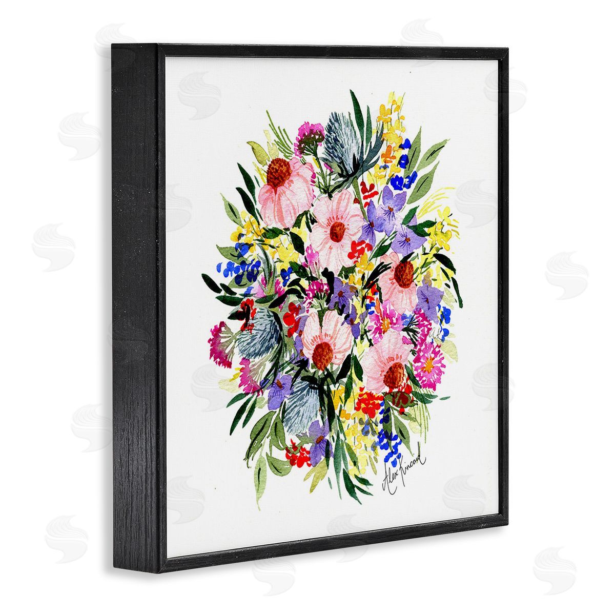 Alexandria Gilbert Kincaid Vivid Blooming Bouquet Black Framed Giclee Wall Art Print