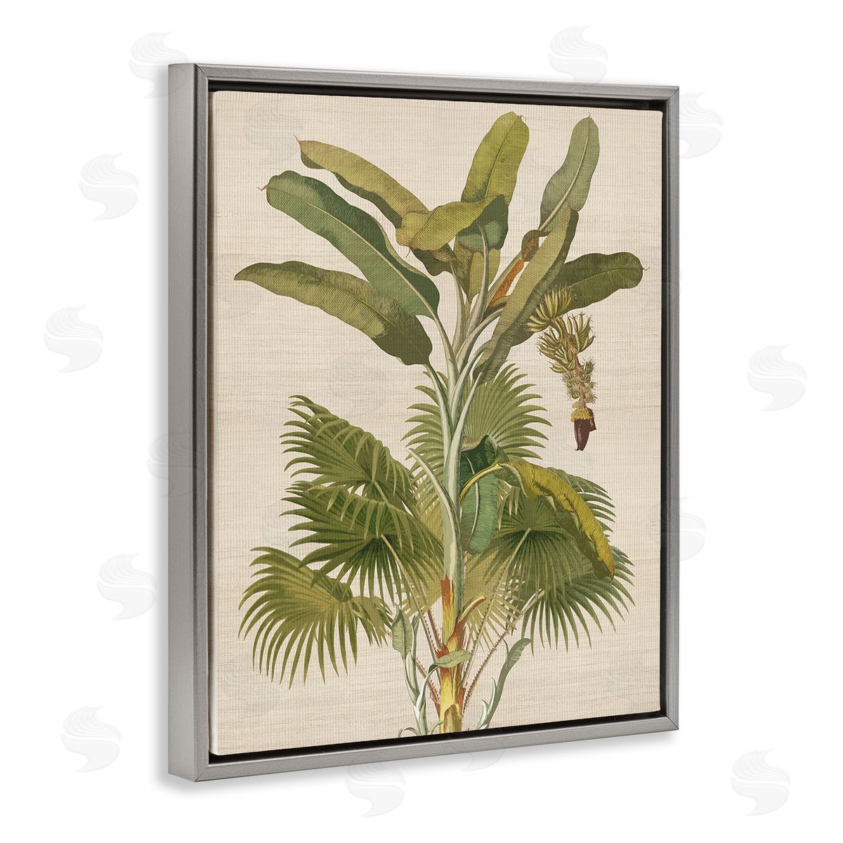 Amber Sterling Vintage Tropical Plant Gray Floating Frame Canvas Wall Art Print