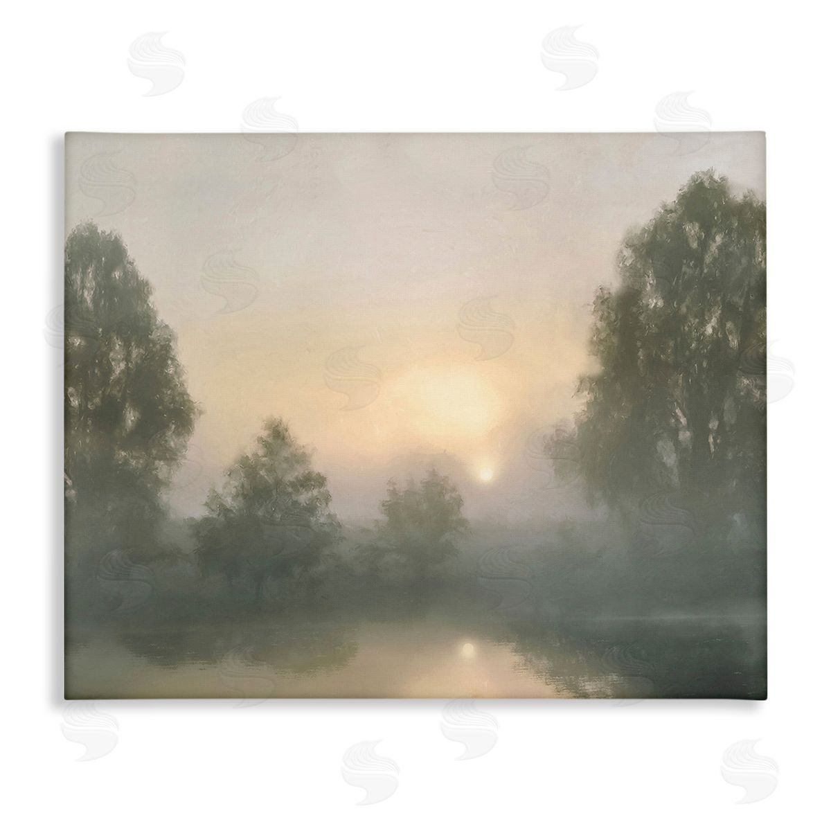 Amber Sterling Misty Pond Reflection Canvas Wall Art Print