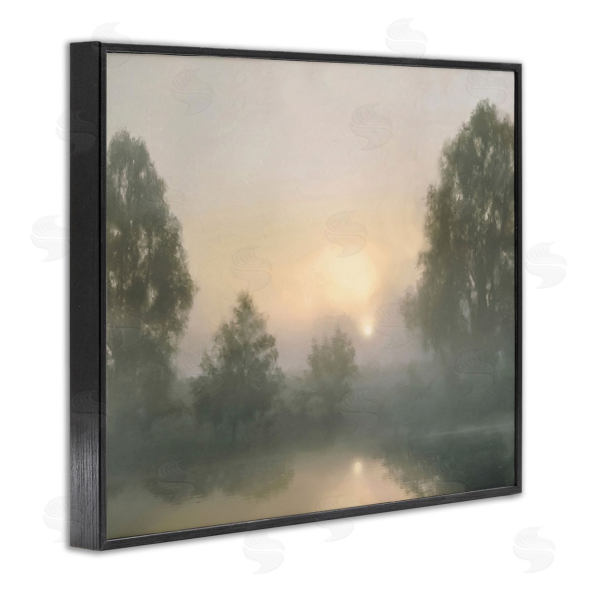 Amber Sterling Misty Pond Reflection Black Framed Giclee Wall Art Print