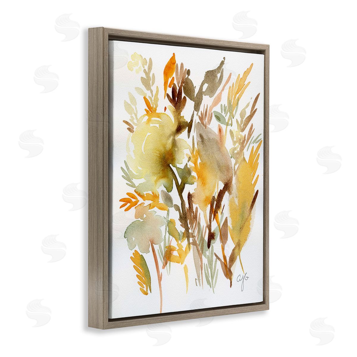 Alexandria Gilbert Kincaid Abstract Autumnal Foliage Brown Floating Frame Canvas Wall Art Print