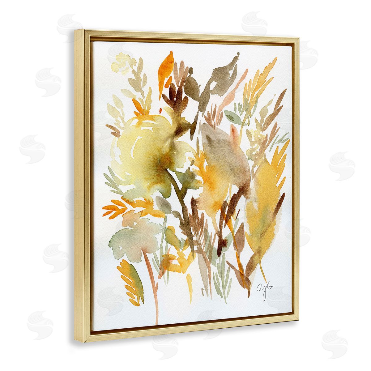 Alexandria Gilbert Kincaid Abstract Autumnal Foliage Gold Floating Frame Canvas Wall Art Print