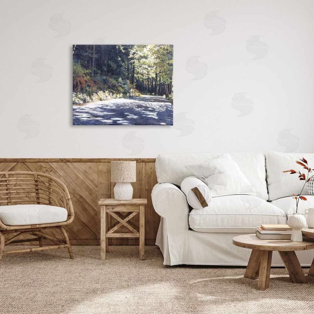 Andrew Kiss Sunlit Woodland Road Canvas Wall Art Print in Room